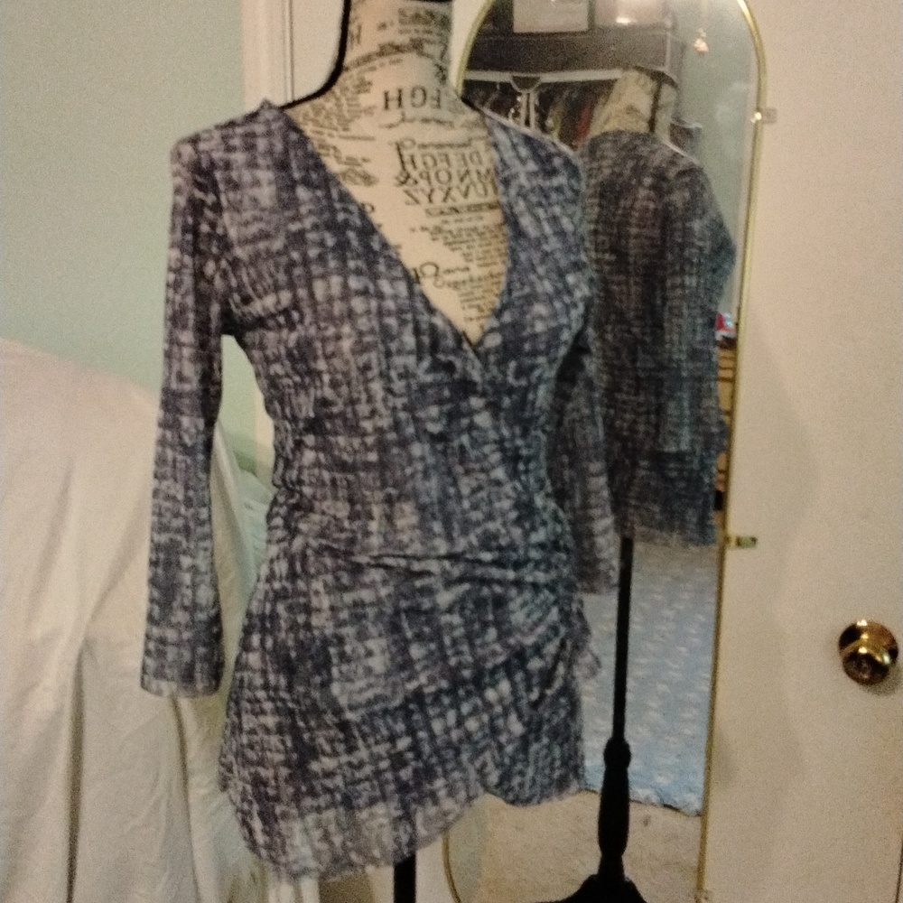 Women's NWOT Sweet Pea/Stacy Frati purple semi sheer mesh tunic size Medium